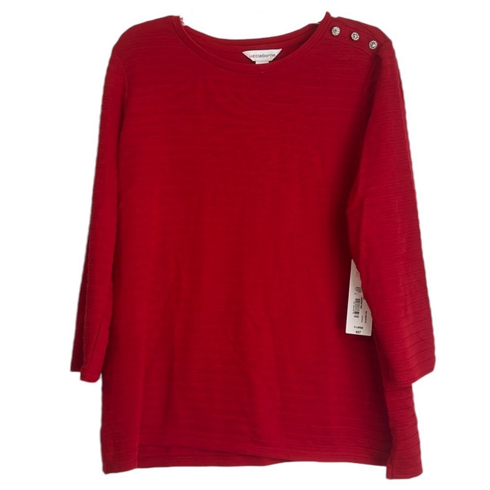 Liz Claiborne Lightweight Red Ribbed with Shoulder Embellishment- XL NWT